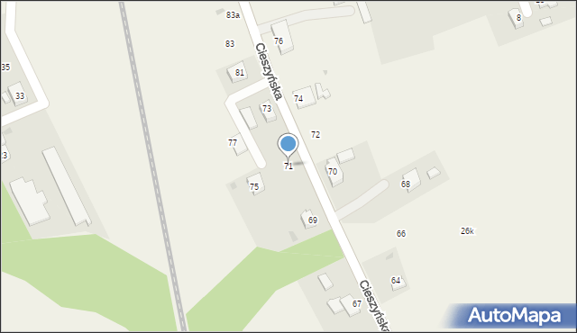 Pogwizdów, Cieszyńska, 71, mapa Pogwizdów