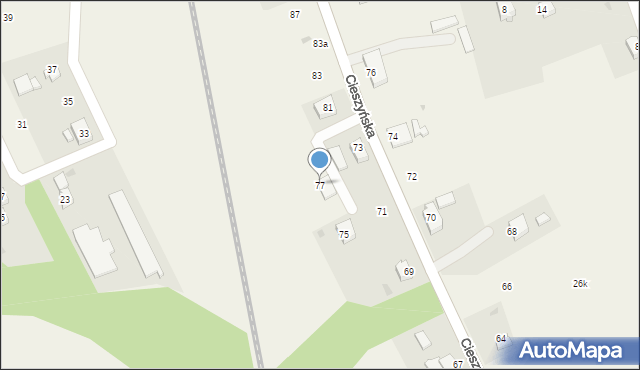 Pogwizdów, Cieszyńska, 77, mapa Pogwizdów