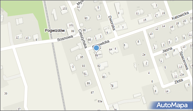 Pogwizdów, Cieszyńska, 84, mapa Pogwizdów