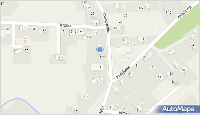 Pogwizdów, Cieszyńska, 9, mapa Pogwizdów