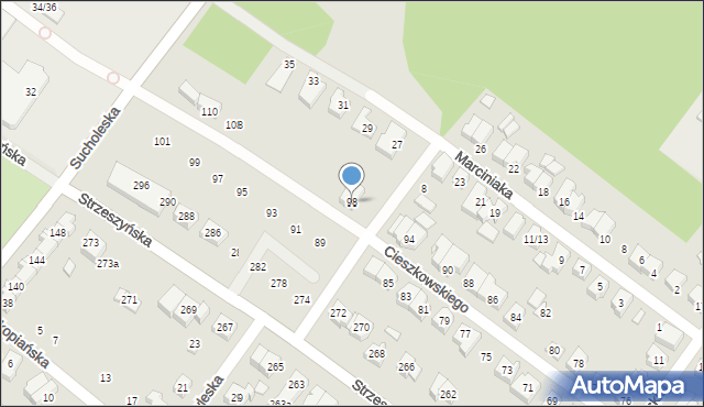 Poznań, Cieszkowskiego Augusta, 98, mapa Poznania