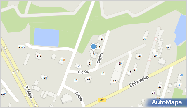 Pruszków, Ciepła, 25, mapa Pruszków