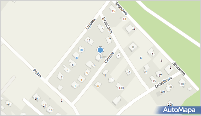 Przysiek, Cisowa, 9, mapa Przysiek