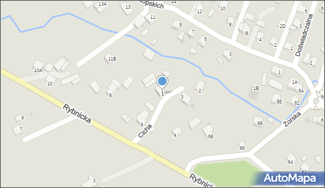 Pszczyna, Cicha, 1, mapa Pszczyny