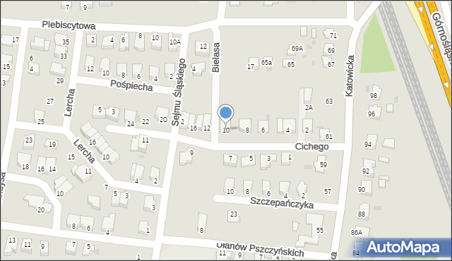 Pszczyna, Cichego Maksymiliana, dr., 10, mapa Pszczyny