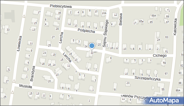 Pszczyna, Cichego Maksymiliana, dr., 11, mapa Pszczyny