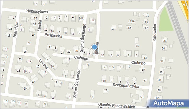 Pszczyna, Cichego Maksymiliana, dr., 12, mapa Pszczyny