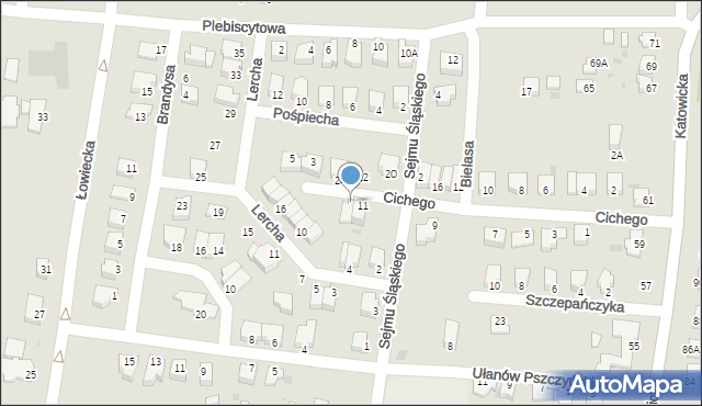 Pszczyna, Cichego Maksymiliana, dr., 13, mapa Pszczyny