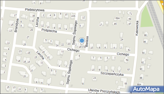 Pszczyna, Cichego Maksymiliana, dr., 14, mapa Pszczyny