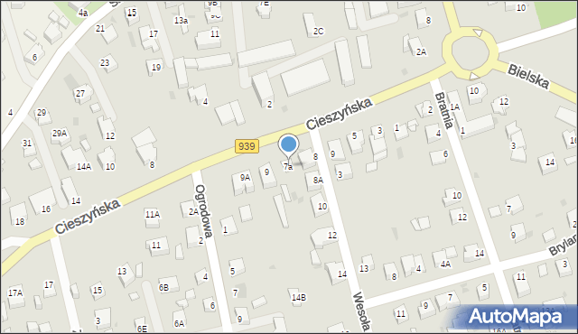 Pszczyna, Cieszyńska, 7a, mapa Pszczyny