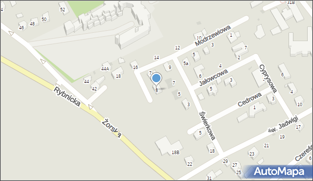 Pszczyna, Cisowa, 8, mapa Pszczyny