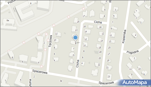 Puławy, Cicha, 9, mapa Puław