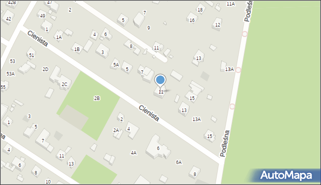 Puszczykowo, Cienista, 11, mapa Puszczykowo