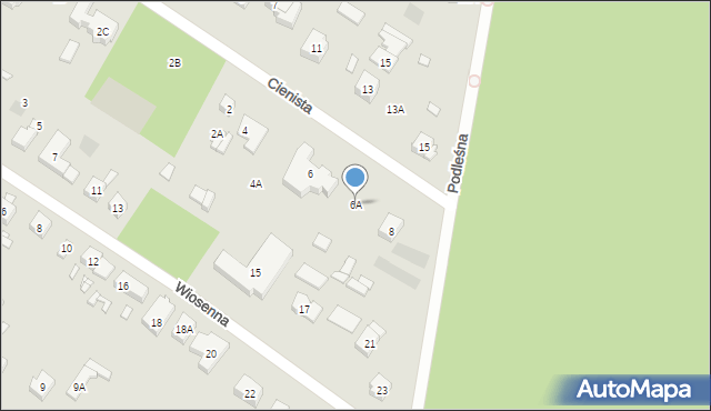 Puszczykowo, Cienista, 6A, mapa Puszczykowo