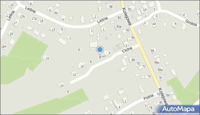 Radłów, Cicha, 6, mapa Radłów