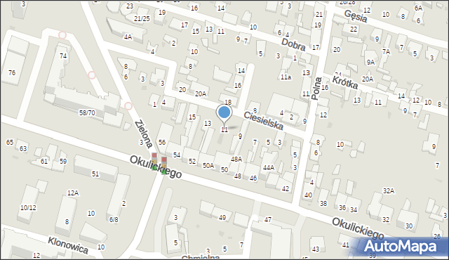 Radom, Ciesielska, 11, mapa Radomia