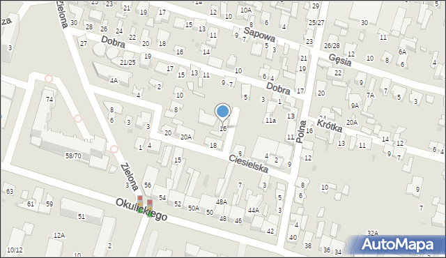 Radom, Ciesielska, 16, mapa Radomia