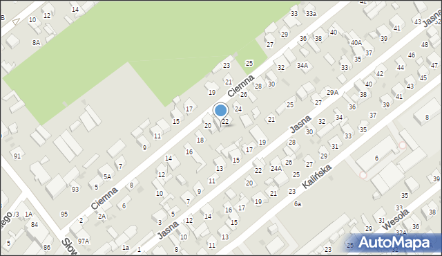 Radom, Ciemna, 22A, mapa Radomia