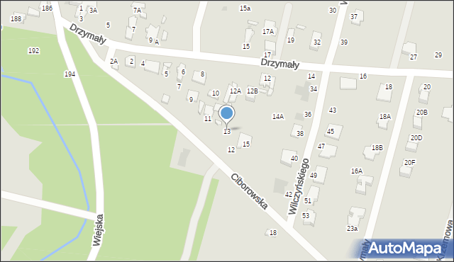 Radom, Ciborowska, 13, mapa Radomia