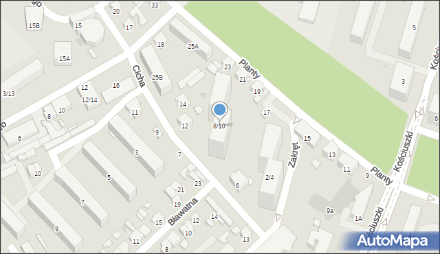 Radom, Cicha, 8/10, mapa Radomia