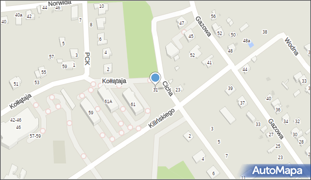 Radomsko, Cicha, 31, mapa Radomsko