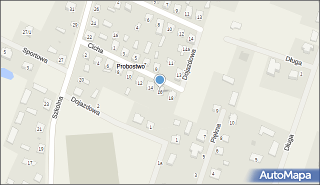 Radzanowo, Cicha, 16, mapa Radzanowo