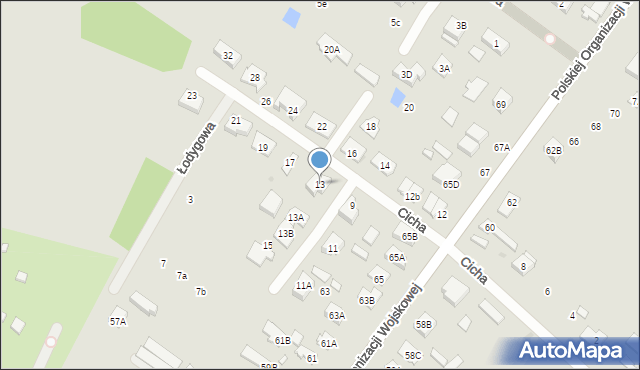 Radzymin, Cicha, 13, mapa Radzymin