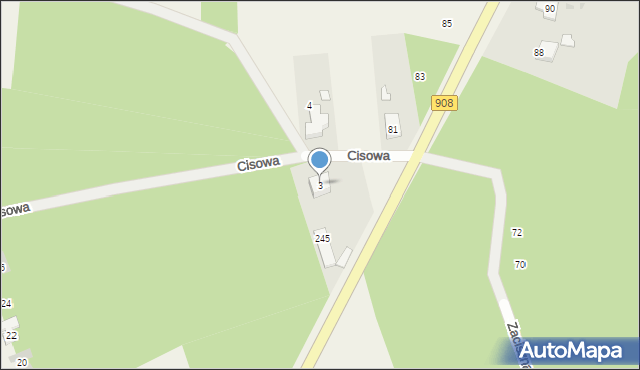 Rększowice, Cisowa, 3, mapa Rększowice