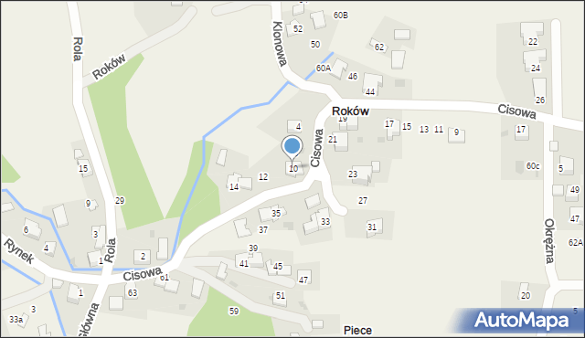 Roków, Cisowa, 10, mapa Roków