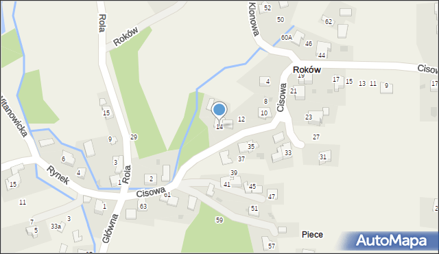 Roków, Cisowa, 14, mapa Roków