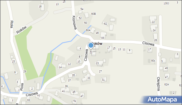 Roków, Cisowa, 21, mapa Roków