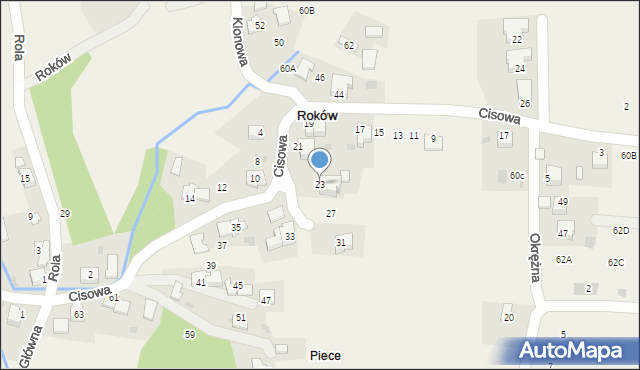 Roków, Cisowa, 23, mapa Roków