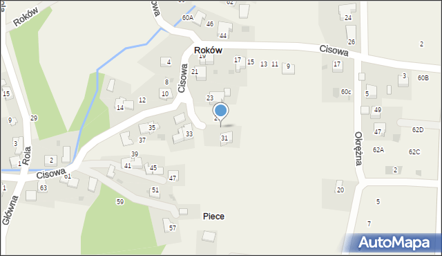 Roków, Cisowa, 29, mapa Roków