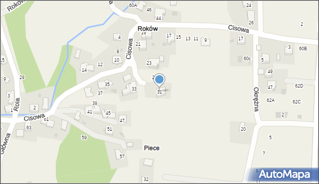 Roków, Cisowa, 31, mapa Roków