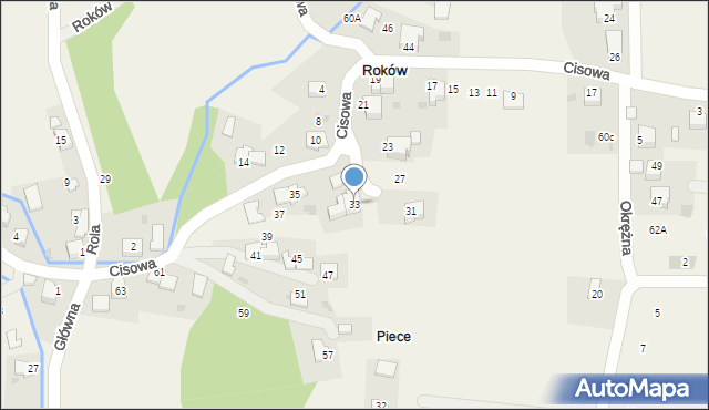 Roków, Cisowa, 33, mapa Roków