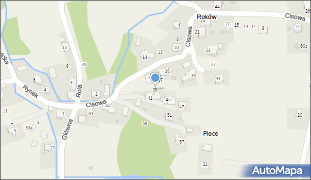 Roków, Cisowa, 39, mapa Roków
