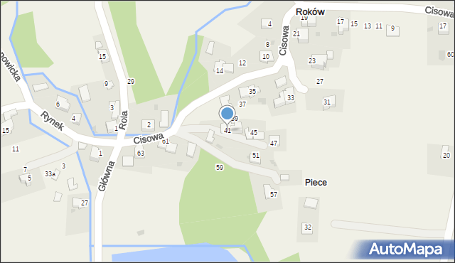 Roków, Cisowa, 41, mapa Roków