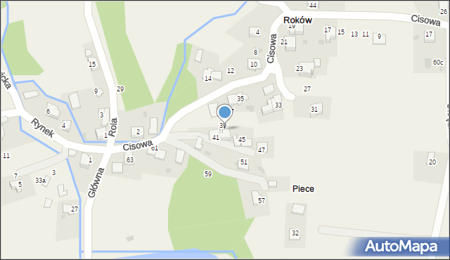 Roków, Cisowa, 43, mapa Roków