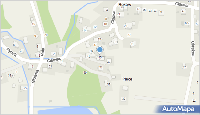 Roków, Cisowa, 45, mapa Roków