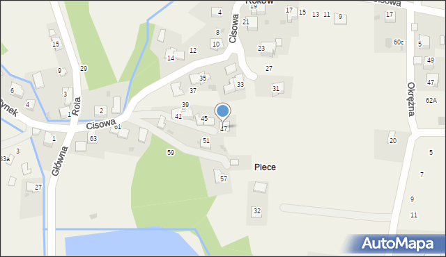Roków, Cisowa, 47, mapa Roków