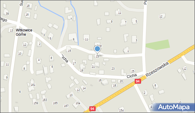 Ropczyce, Cicha, 13, mapa Ropczyce