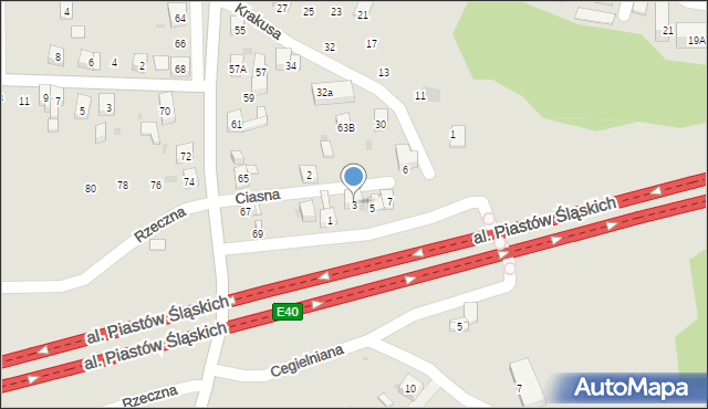 Ruda Śląska, Ciasna, 3, mapa Rudy Śląskiej