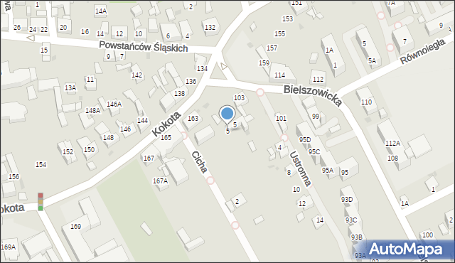 Ruda Śląska, Cicha, 5, mapa Rudy Śląskiej