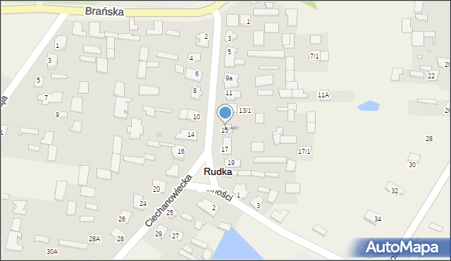 Rudka, Ciechanowiecka, 15, mapa Rudka