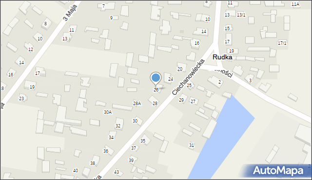 Rudka, Ciechanowiecka, 26, mapa Rudka