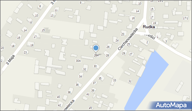 Rudka, Ciechanowiecka, 28A, mapa Rudka