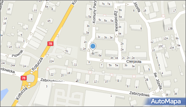 Rybnik, Cierpioła Pawła, 6b, mapa Rybnika