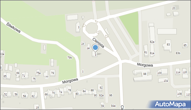 Rzeszów, Cienista, 1, mapa Rzeszów