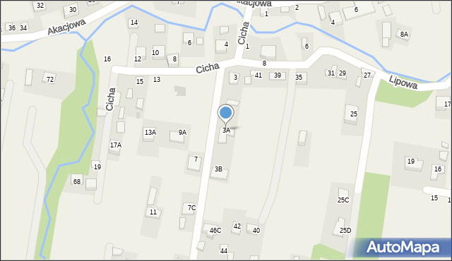 Rzezawa, Cicha, 3A, mapa Rzezawa