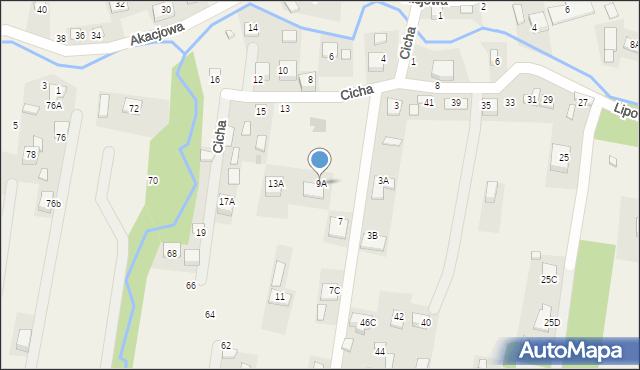 Rzezawa, Cicha, 9A, mapa Rzezawa